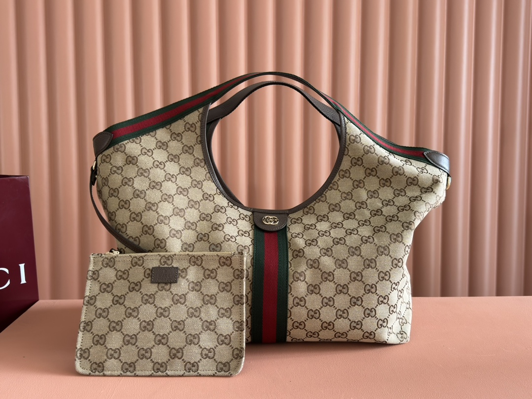 注目の新作♪【GUCCI】〔グッチ ジリオ〕ラージ トートバッグ グッチ ジリオ〕ラージ トートバッグベージュ＆ブラウン GG