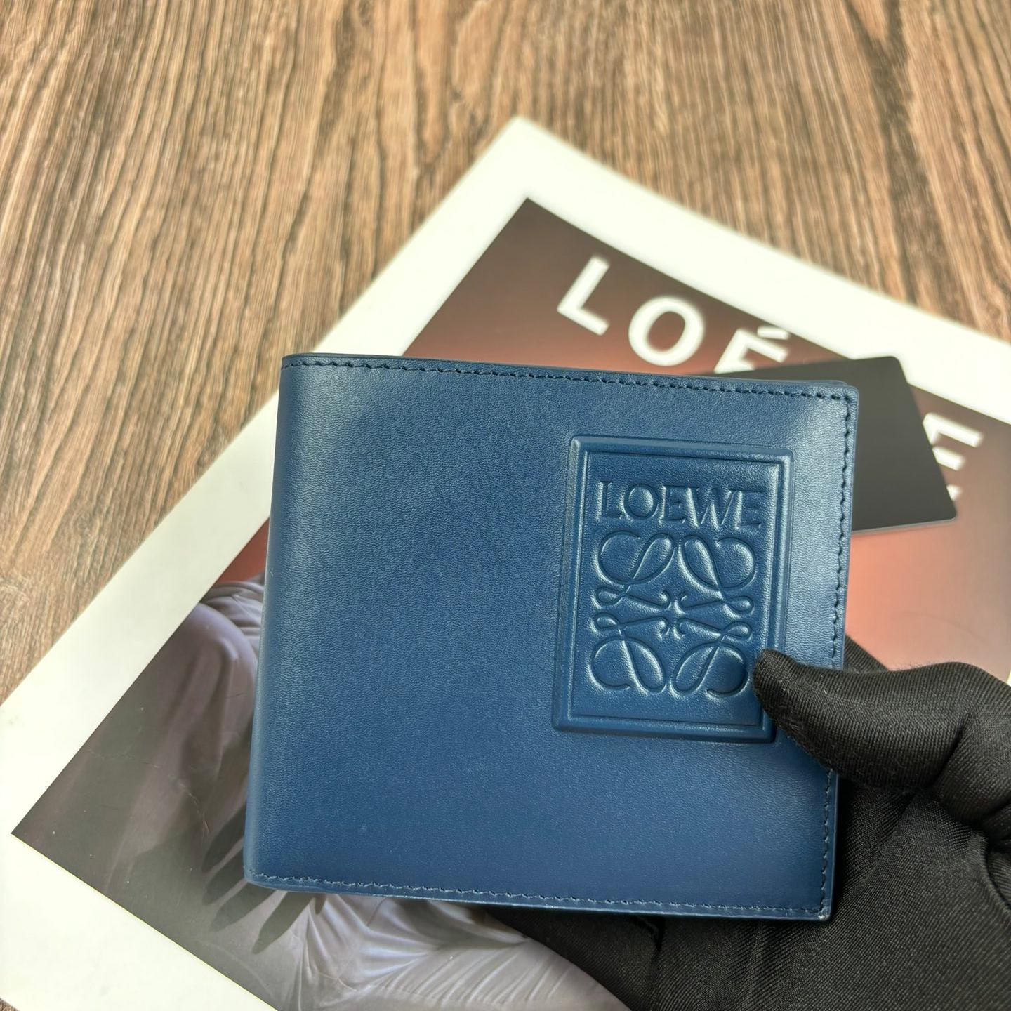 定番 人気 2つ折り財布 ロエベ 財布 コピー コンパクト ウォレット ブルー