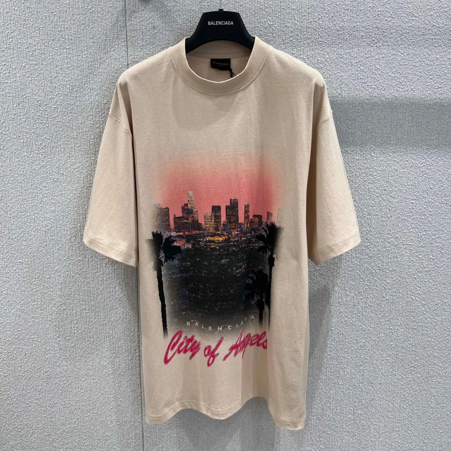 バレンシアガ Tシャツ コピー ユニセックス オーバーサイズ 半袖Tシャツ ベージュ