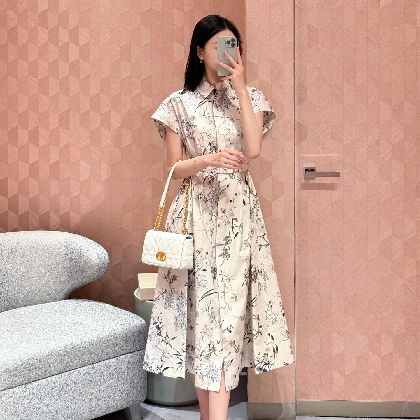 ベルト付き ミディ シャツドレス クリスチャン・ディオール ワンピース