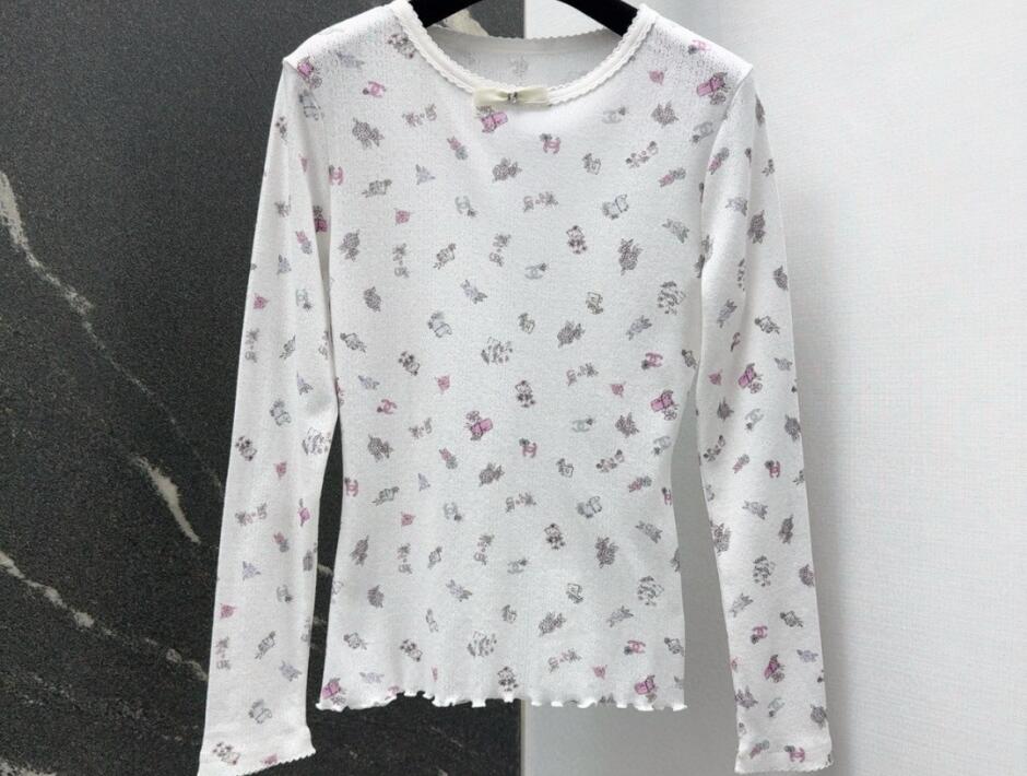 目を惹く フラワー 長袖Tシャツ シャネル ニット コピー コンパクト トップス