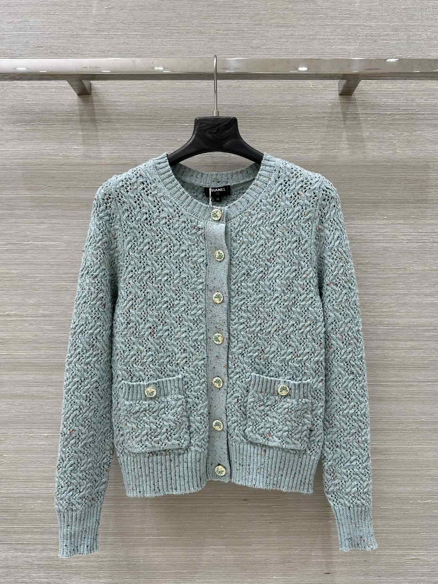シャネル★レディース クルーネック カーディガン 爽やか クルーネック カーディガン シャネル ニット コピー ピンク