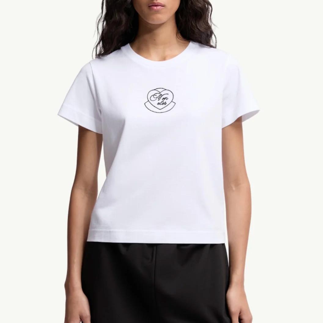 【MONCLER/モンクレール】シンプル◇ロゴ入り Tシャツ コットン シンプル モンクレール Tシャツ 偽物 ハート ロゴ刺繍 コットン