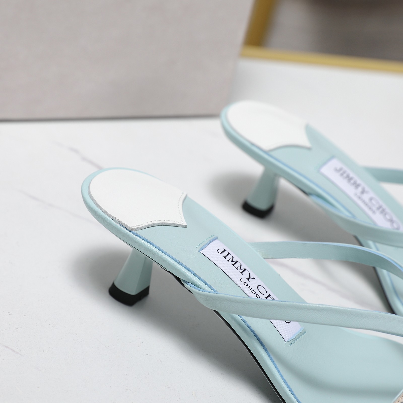 JIMMY CHOO☆ シエラ ミュール45 ライトヴェルデ リボン付き 爽やか ジミーチュウ サンダル スーパーコピー N級品 リボン付き