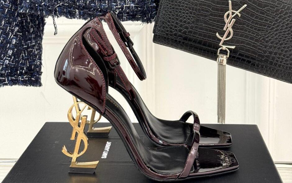人気 エレガント YSL イヴ・サンローラン サンダル スーパーコピー ハイヒール ワイン