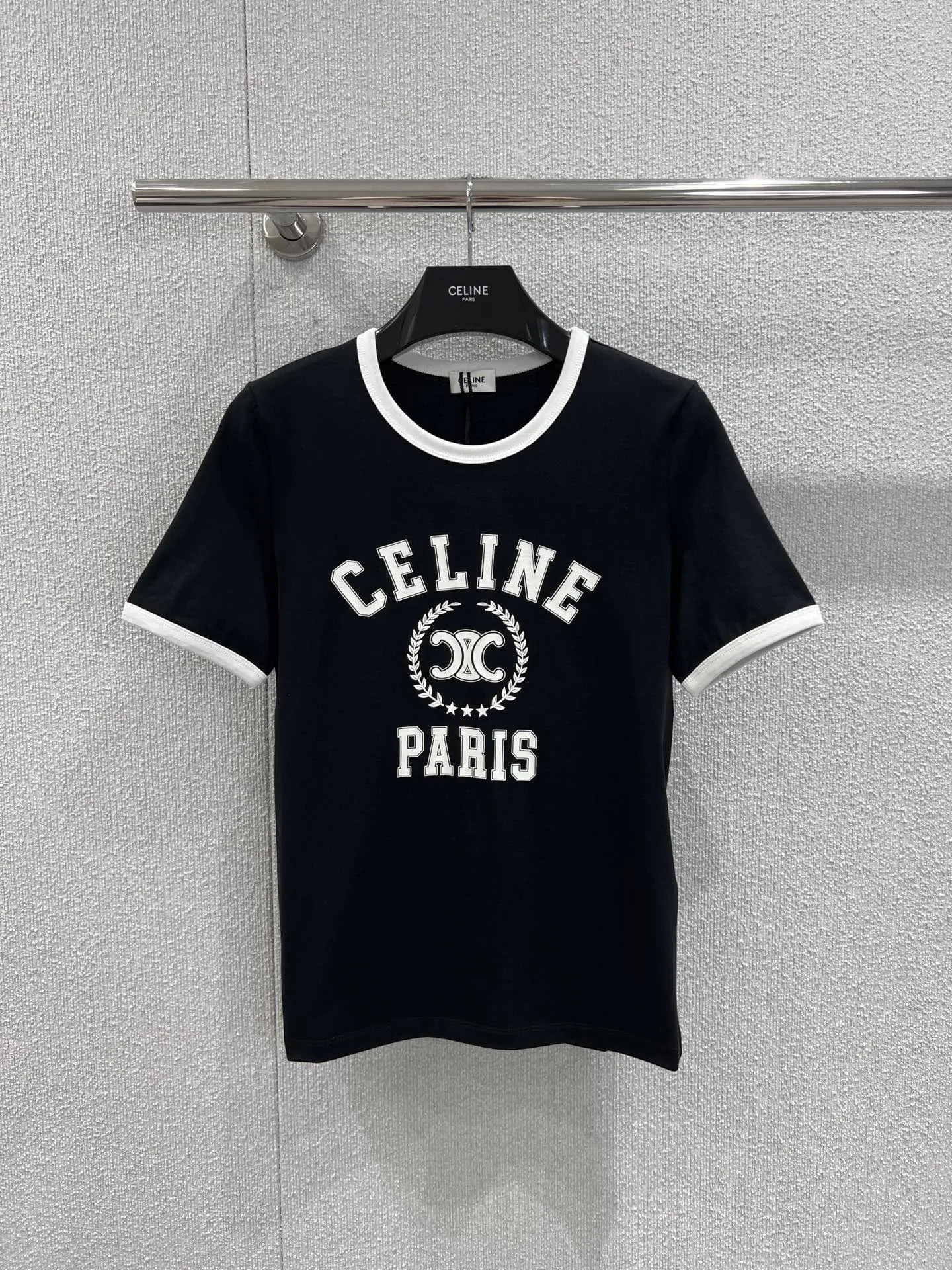 カジュアル ロゴプリント 半袖Tシャツ セリーヌ Tシャツ コピー ブラック