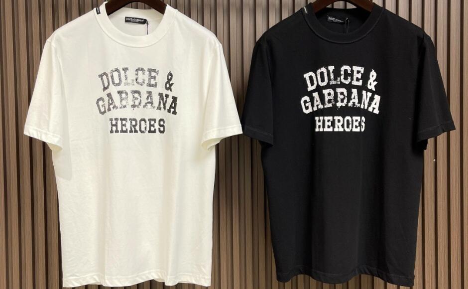カジュアル ロゴ入り クルーネック 半袖Tシャツ ドルチェ&ガッバーナ Tシャツ 偽物