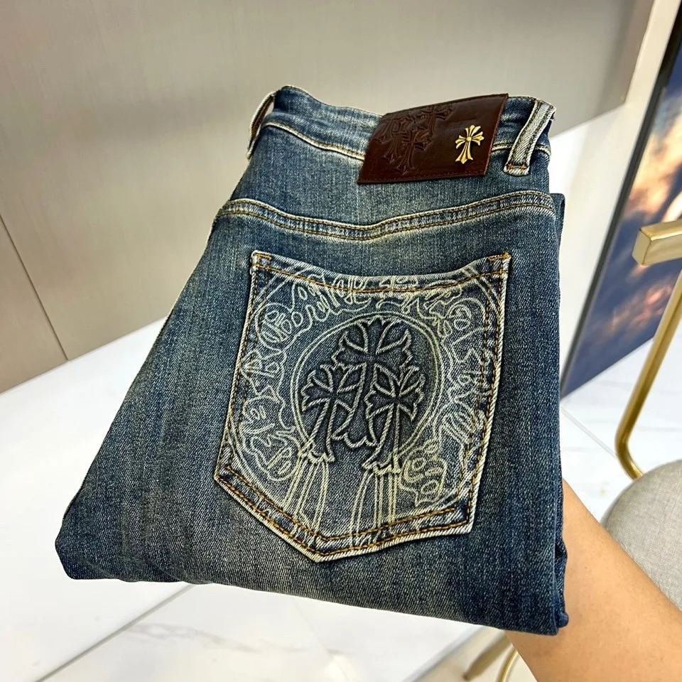 合わせやすい ストレッチ デニムパンツ クロムハーツ ジーンズ 偽物 メンズ
