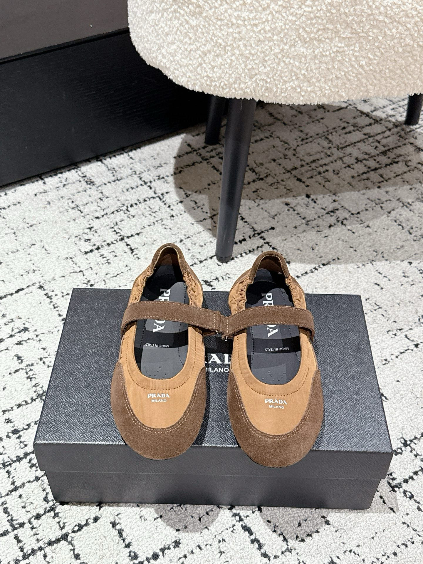 PRADA バレリーナシューズ ブラウン/ブラック PRADA バレリーナシューズ ブラウン/ブラック