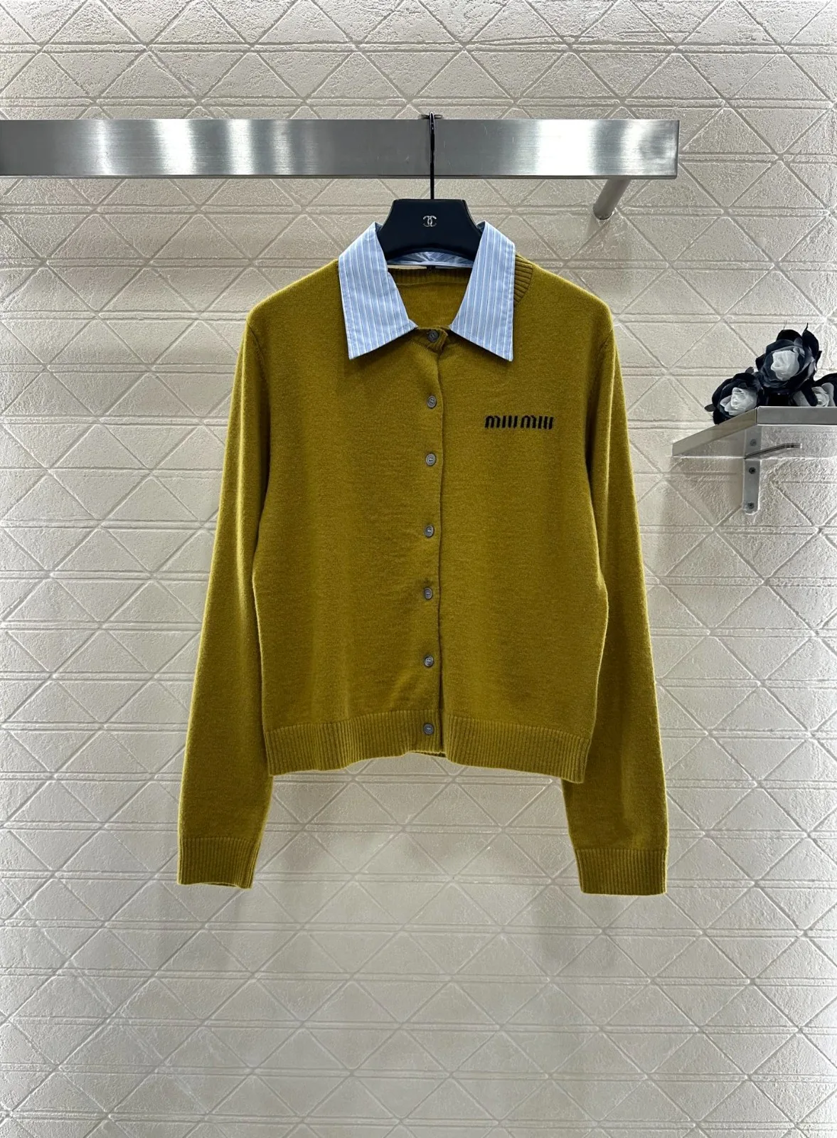 襟取り外し可 ニットカーディガン ミュウミュウ ニット コピー ウール