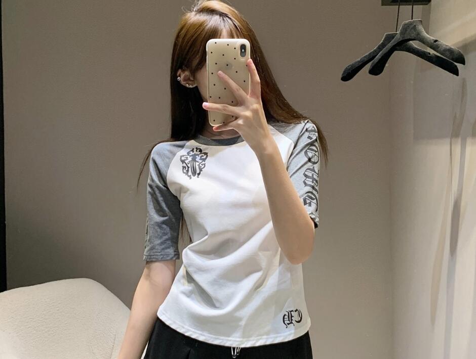 バイカラー ラグランスリーブTシャツ クロムハーツ Tシャツ 偽物 コットン