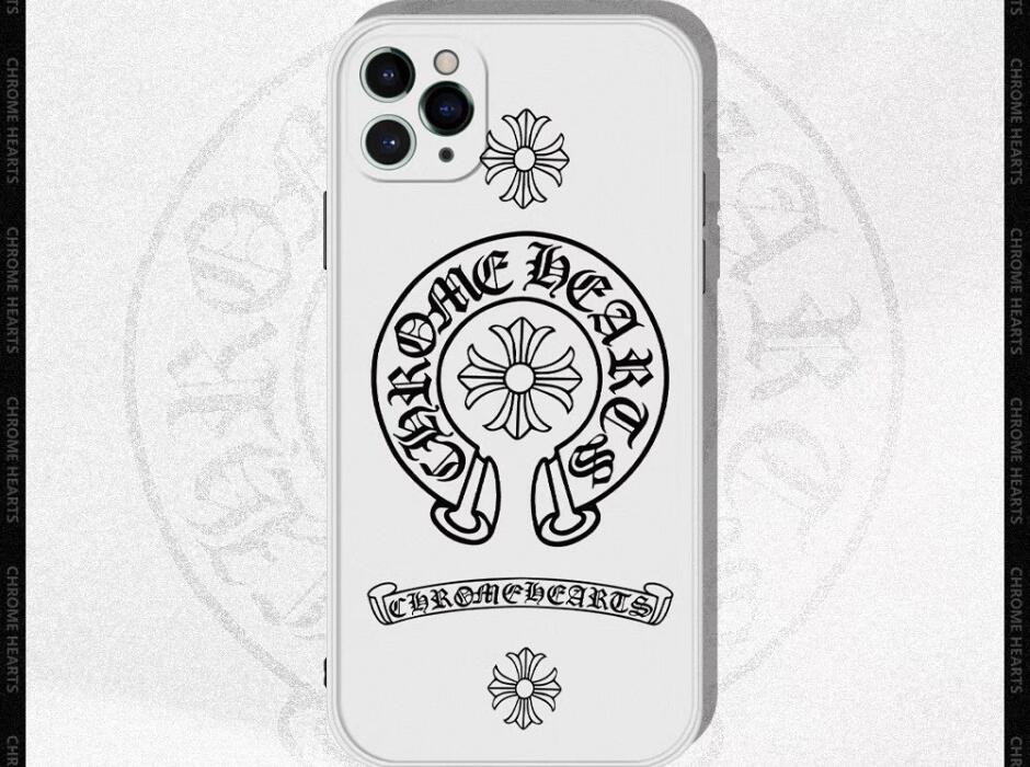 クロムハーツ アイフォンケース コピー ブラック ホワイト 流行 限定します 大きいLOGO