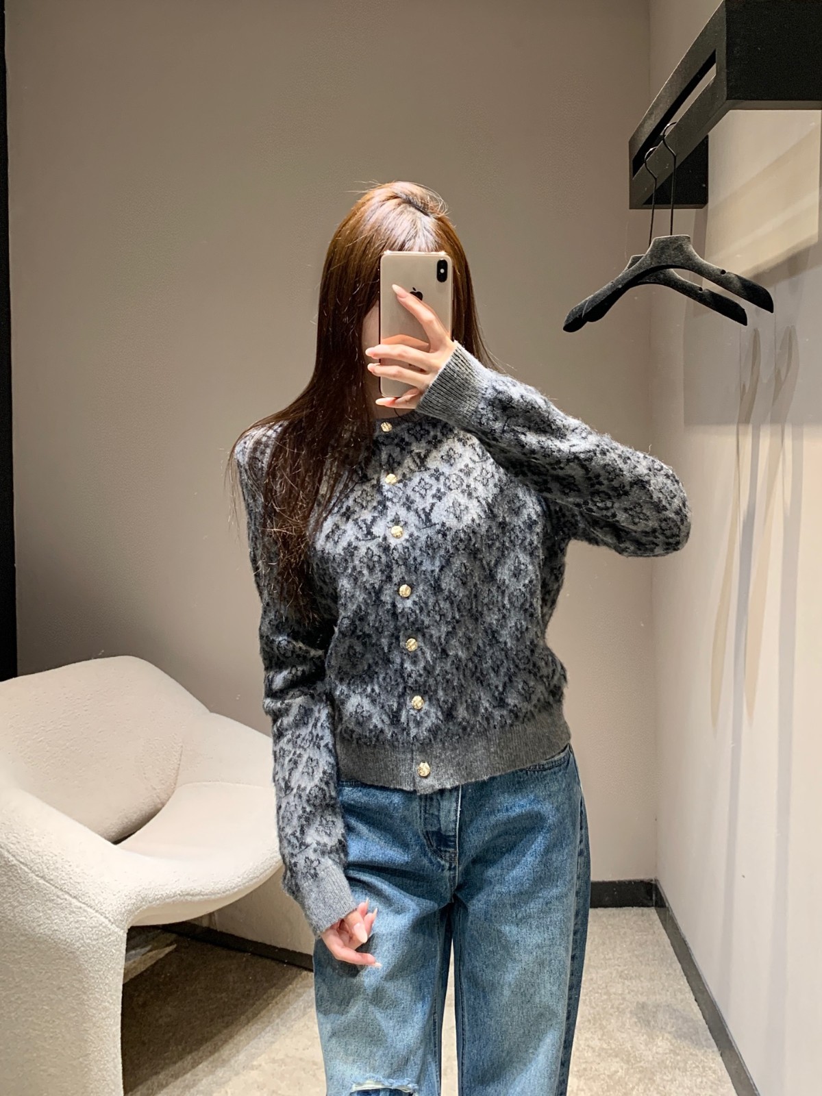 未使用級 LOUIS VUITTON ルイヴィトン グレー カーディガン XL 未使用級 LOUIS VUITTON ルイヴィトン グレー カーディガン XL