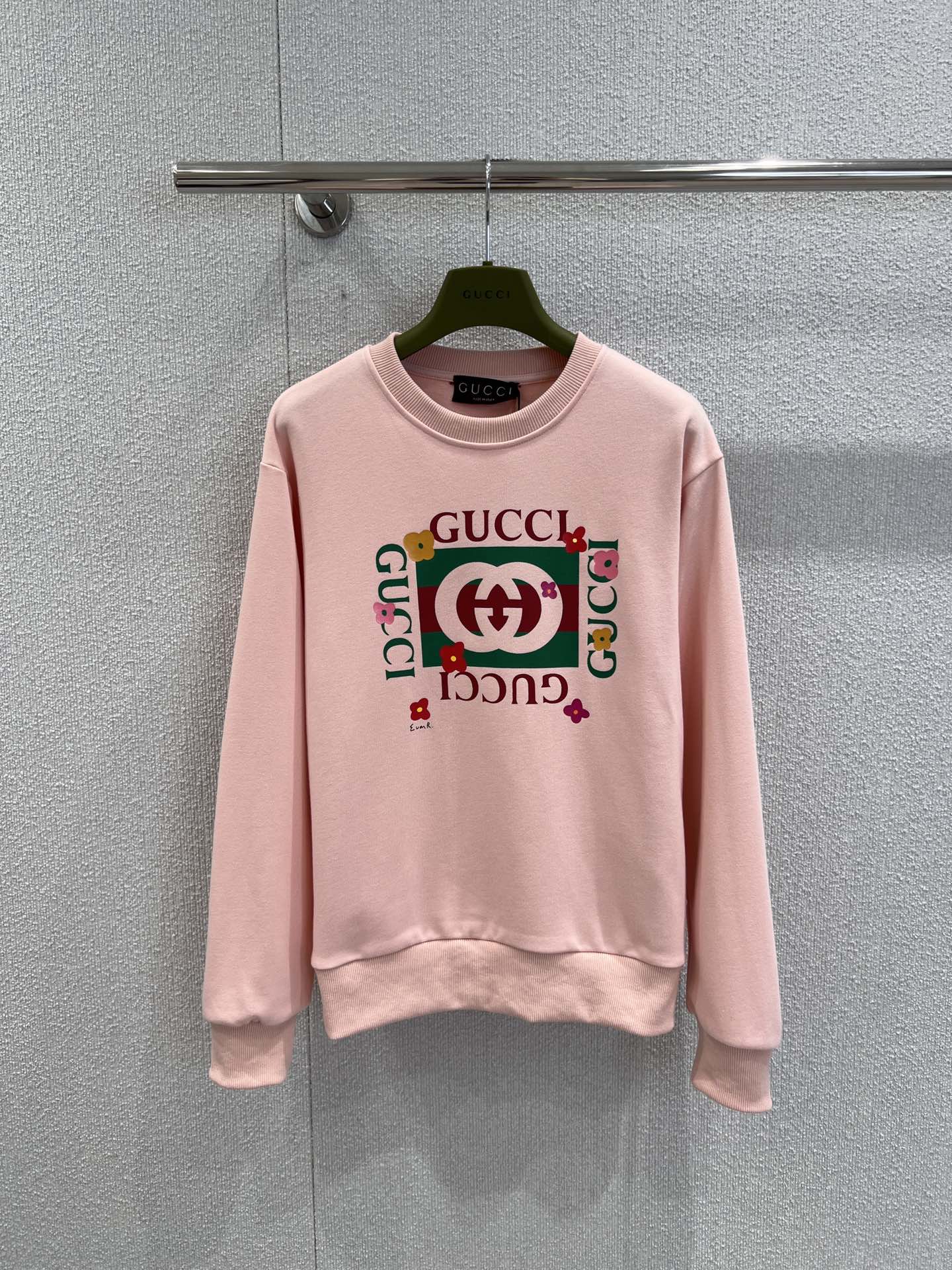 カジュアル ロゴ コットン グッチ Tシャツ 偽物 クルーネック スウェットシャツ ピンク