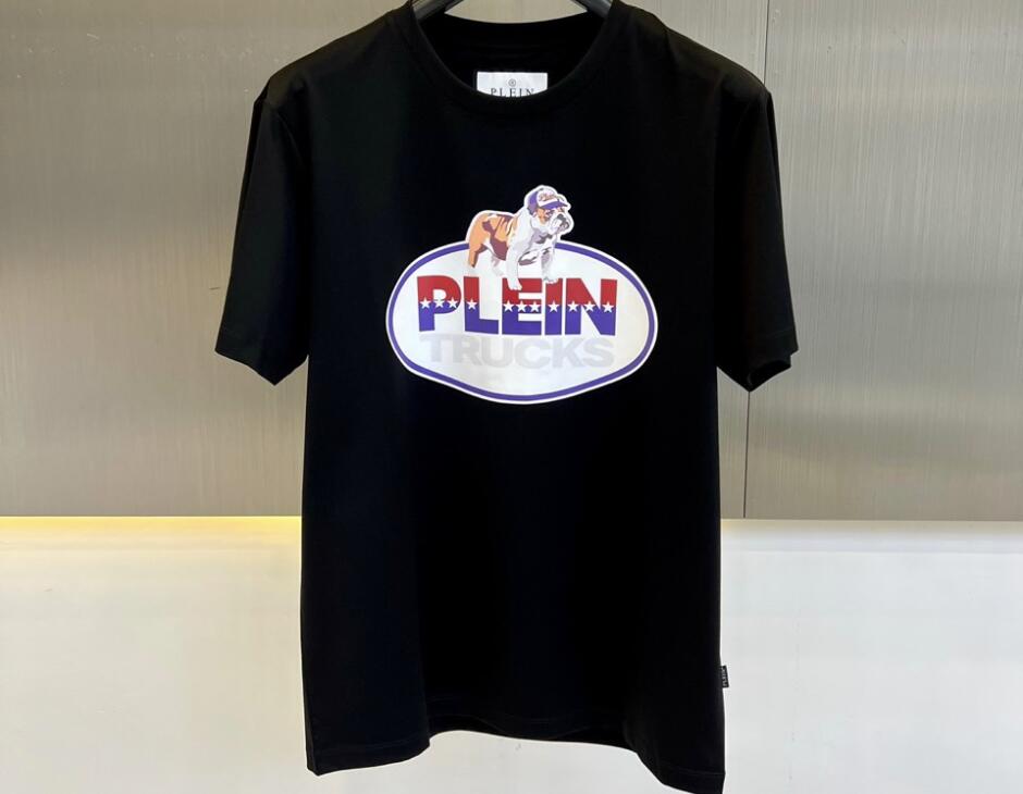 ロゴプリント クルーネック 半袖Tシャツ フィリッププレイン Tシャツ コピー ブラック