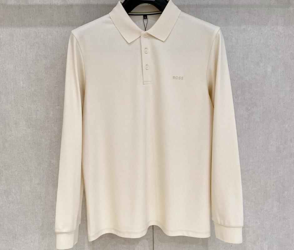 上品 コットン ロゴ 長袖 ポロシャツ ヒューゴ・ボス Tシャツ コピー ホワイト
