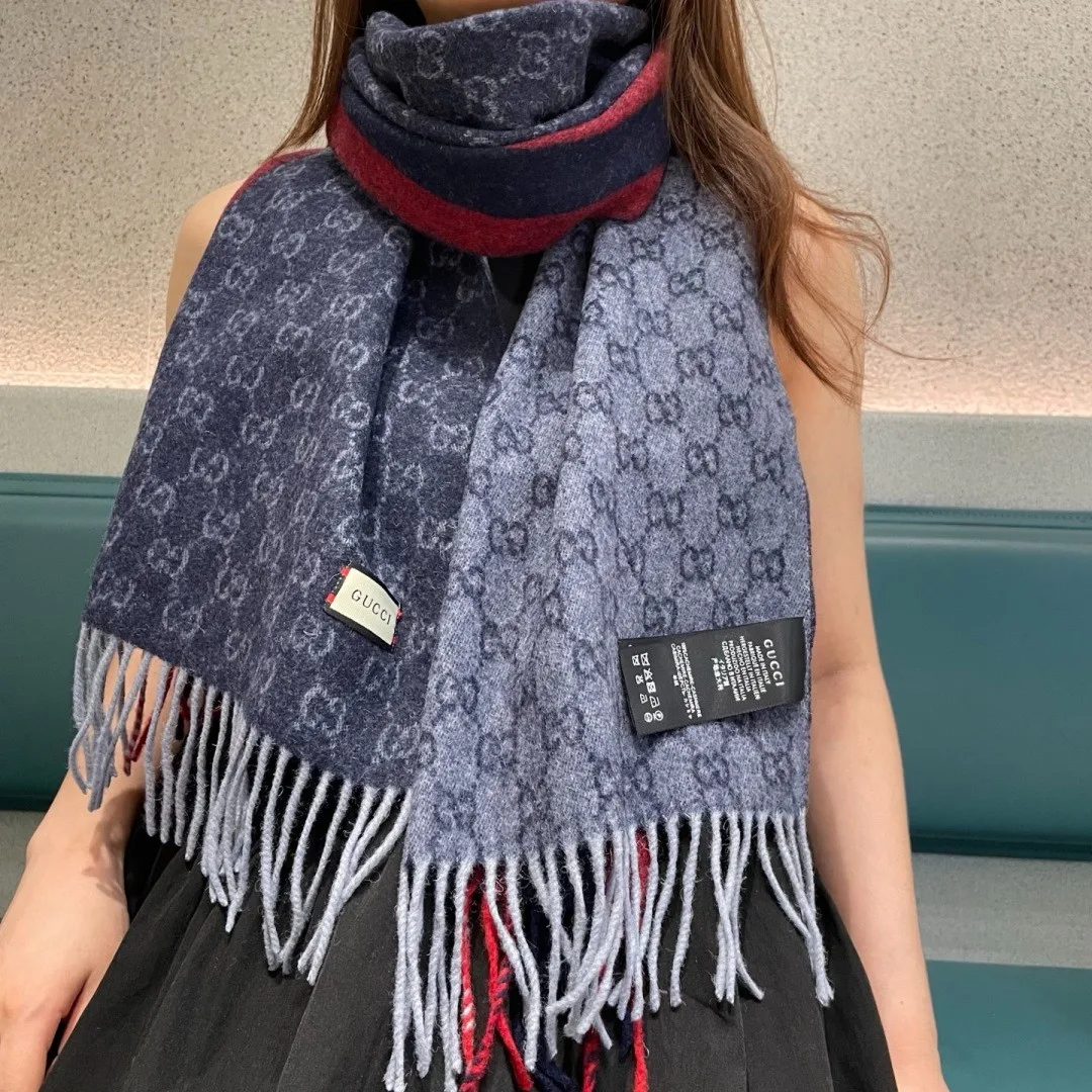 GGパターン カシミヤ マフラー グッチ スカーフ 偽物 ユニセックス