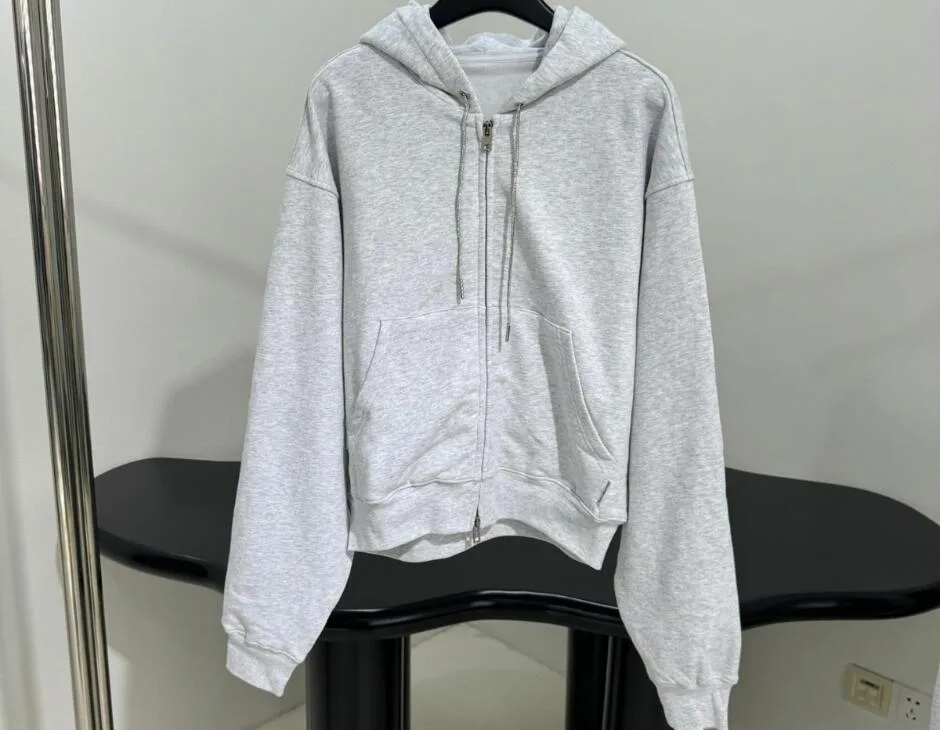 ユニセックス コットン ジップアップ フーディー アレキサンダーワング パーカー 偽物 グレー ユニセックス コットン ジップアップ フーディー アレキサンダーワング パーカー 偽物 グレー