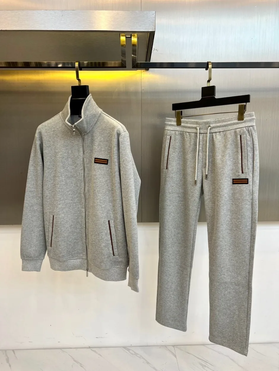 ジップアップジャケット＆パンツ 上下セット エルメネジルド・ゼニア セットアップ 偽物 グレー