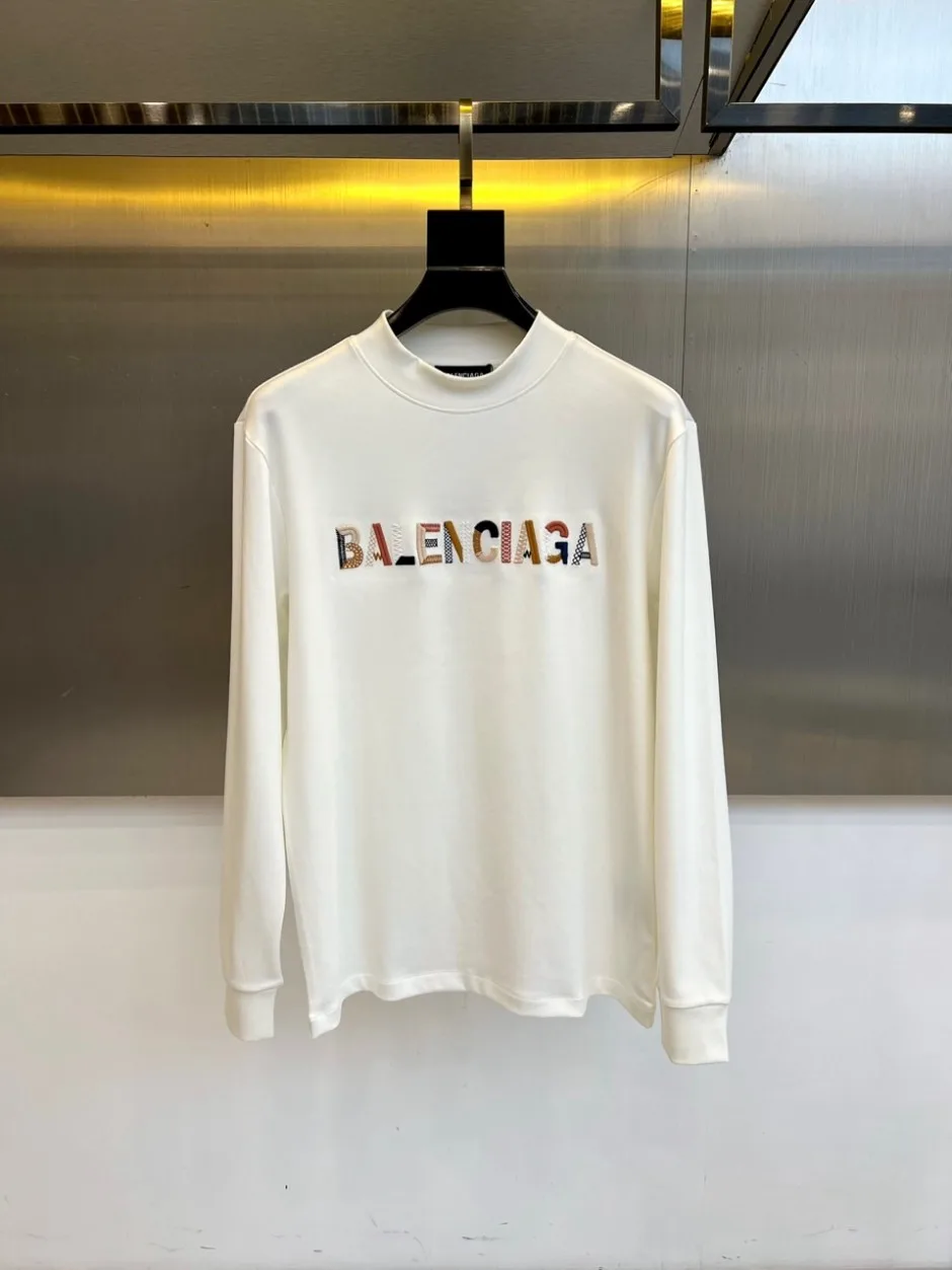 マルチロゴ モックネック ロングTシャツ バレンシアガ Tシャツ 偽物 ホワイト