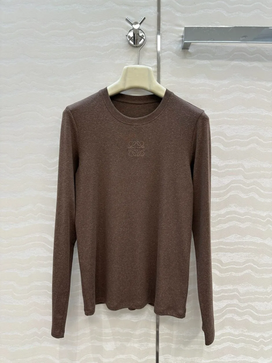シンプル アナグラム刺繍 ロエベ Tシャツ 偽物 長袖Tシャツ トップス