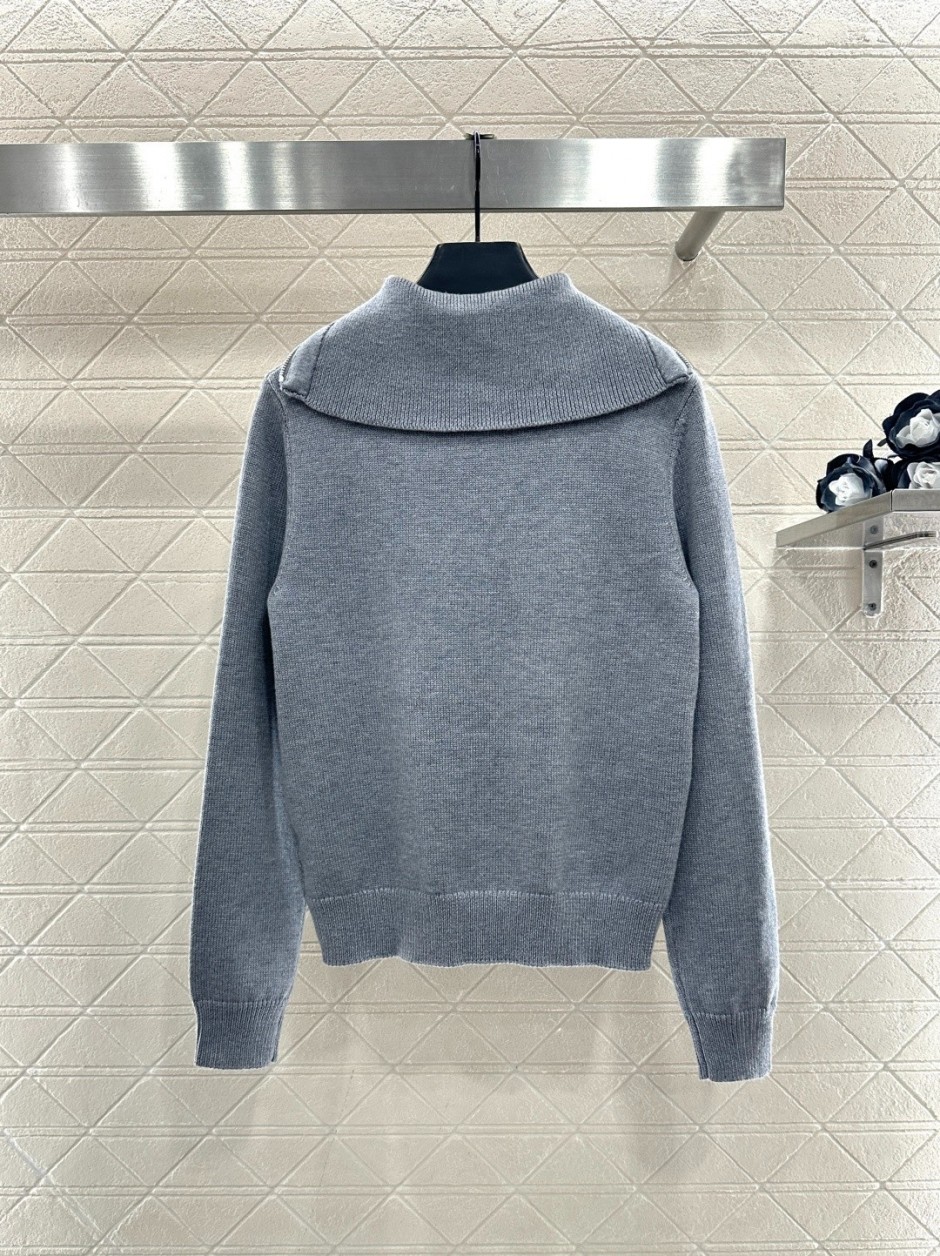 エレガント ハーフジップ ニットセーター シャネル セーター コピー グレー