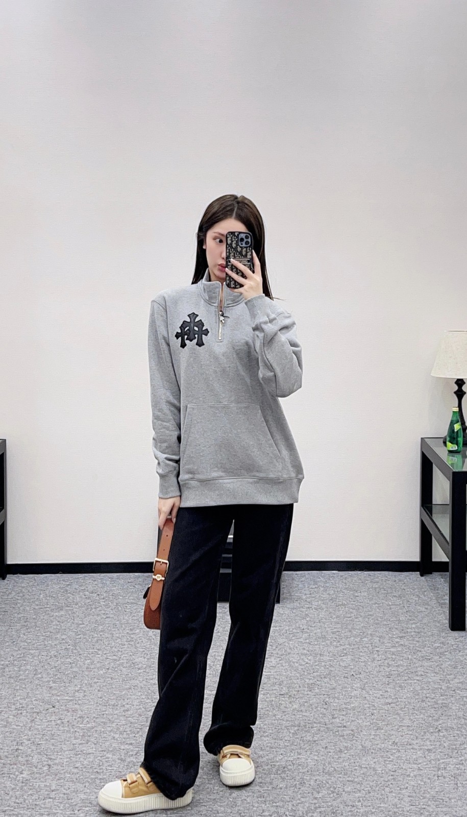 コットン ハーフジップ スウェットシャツ クロムハーツ Tシャツ 偽物