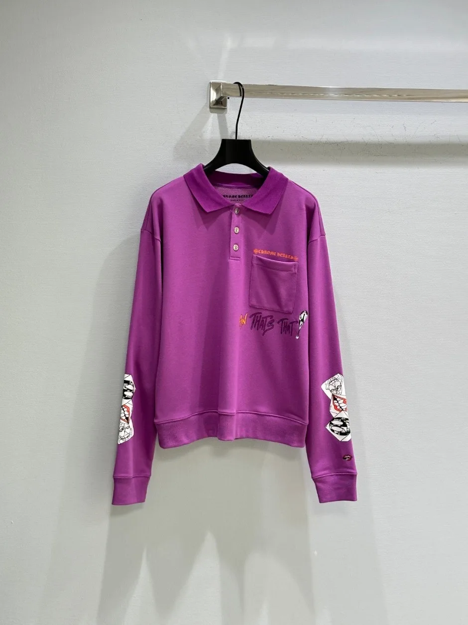 Chrome Hearts × Matty Boy コットン ポロシャツ クロムハーツ Tシャツ 偽物 パープル Chrome Hearts × Matty Boy コットン ポロシャツ クロムハーツ Tシャツ 偽物 パープル