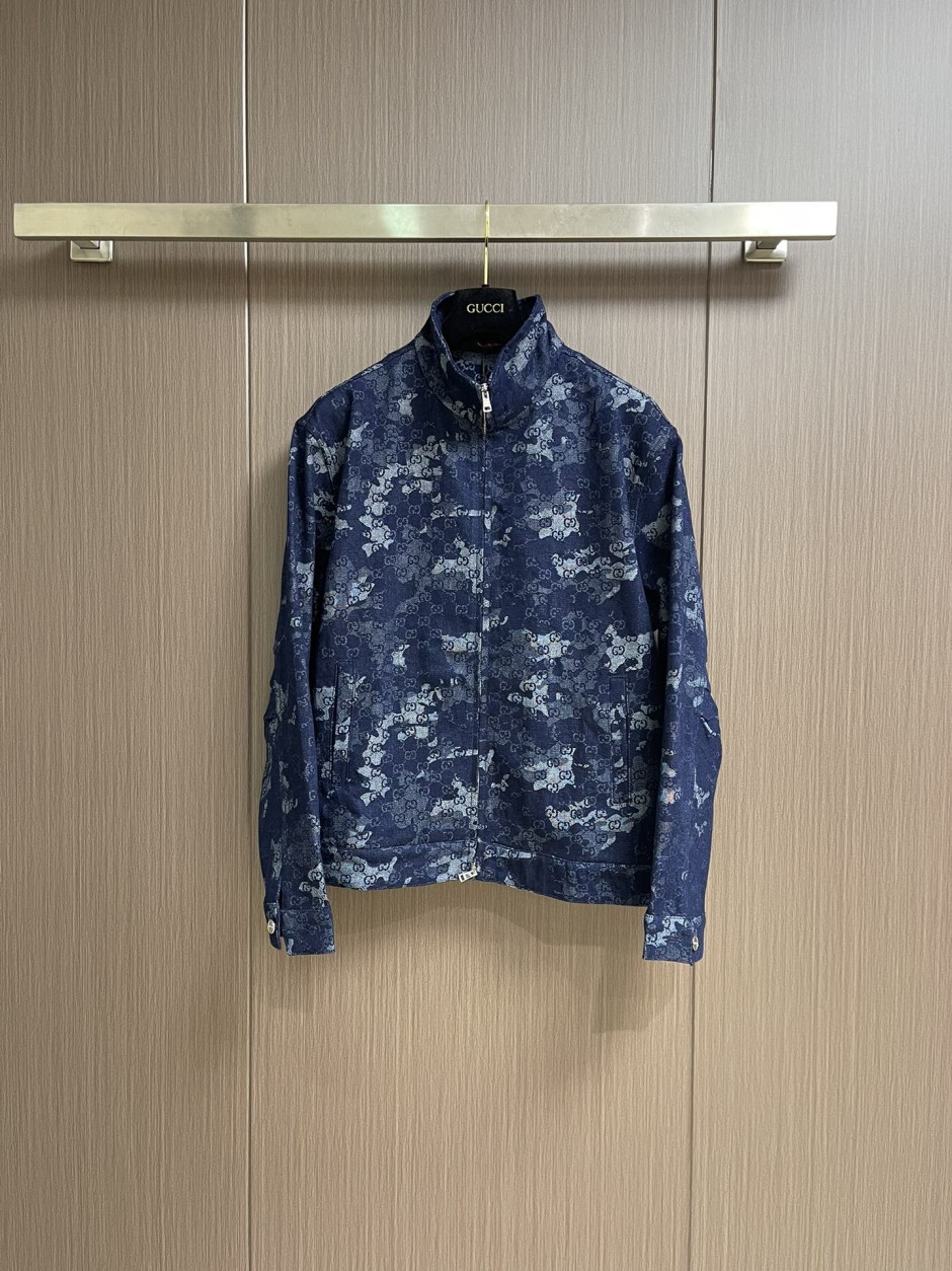 GGロゴ総柄 デニムブルゾン グッチ ジャケット コピー デニムジャケット