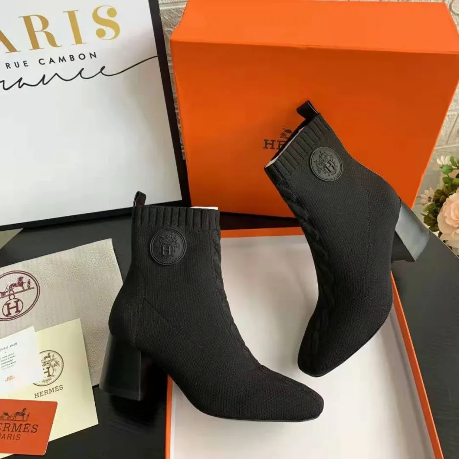 HERMES エルメス ジェナ ショートブーツ コピー アンクルブーツ ブラック HERMES エルメス ジェナ ショートブーツ コピー アンクルブーツ ブラック
