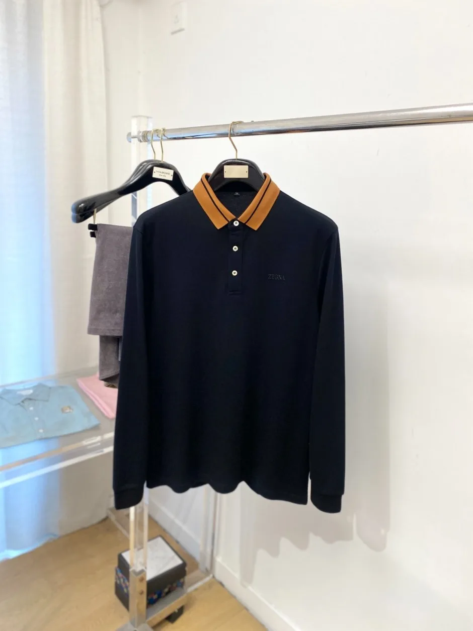 エルメネジルド・ゼニア Tシャツ 偽物 洗練された ロゴ入り 長袖 ポロシャツ ブラック エルメネジルド・ゼニア Tシャツ 偽物 洗練された ロゴ入り 長袖 ポロシャツ ブラック