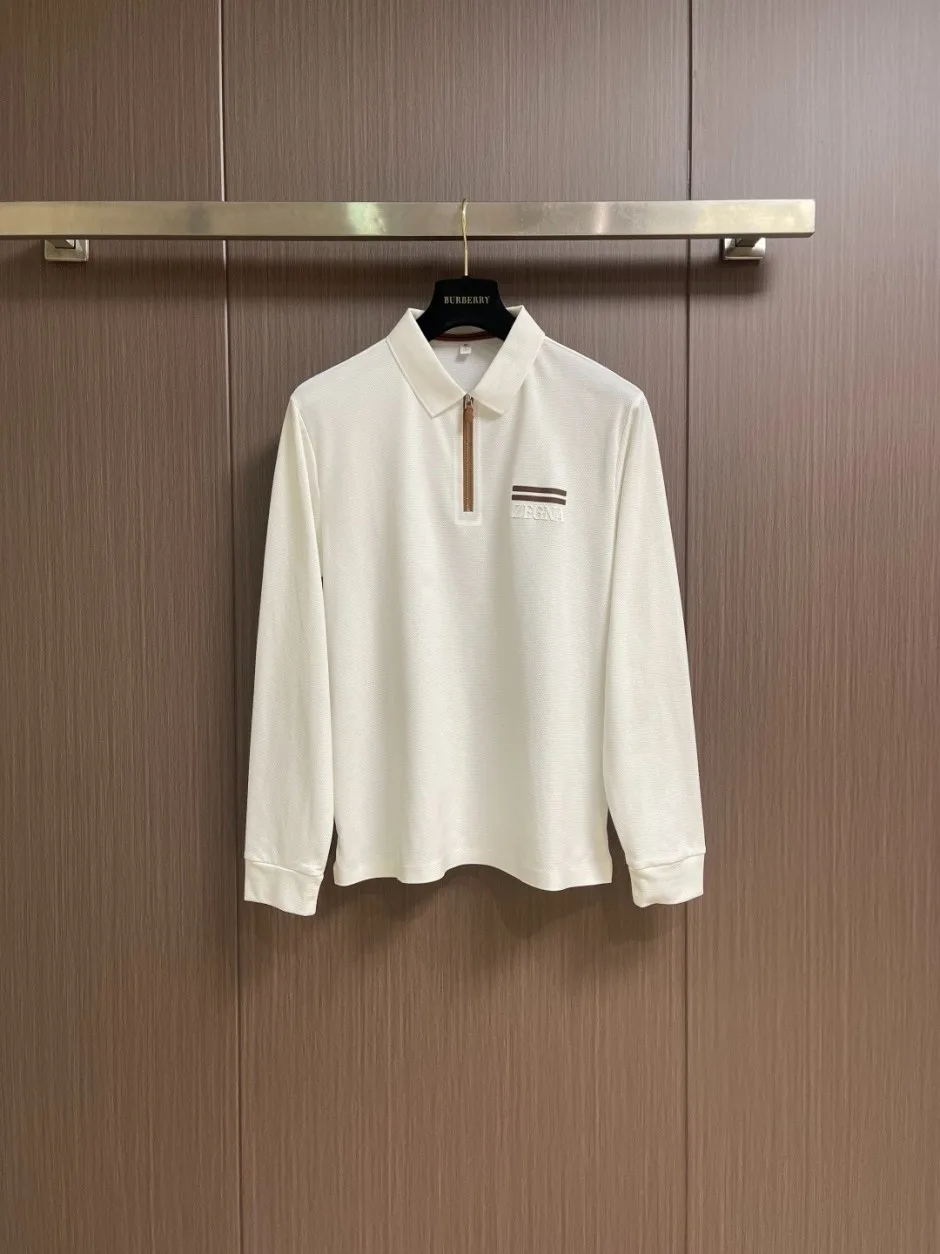 エルメネジルド・ゼニア Tシャツ 偽物 大人 洗練された ハーフジップ 長袖ポロシャツ ホワイト エルメネジルド・ゼニア Tシャツ 偽物 大人 洗練された ハーフジップ 長袖ポロシャツ ホワイト