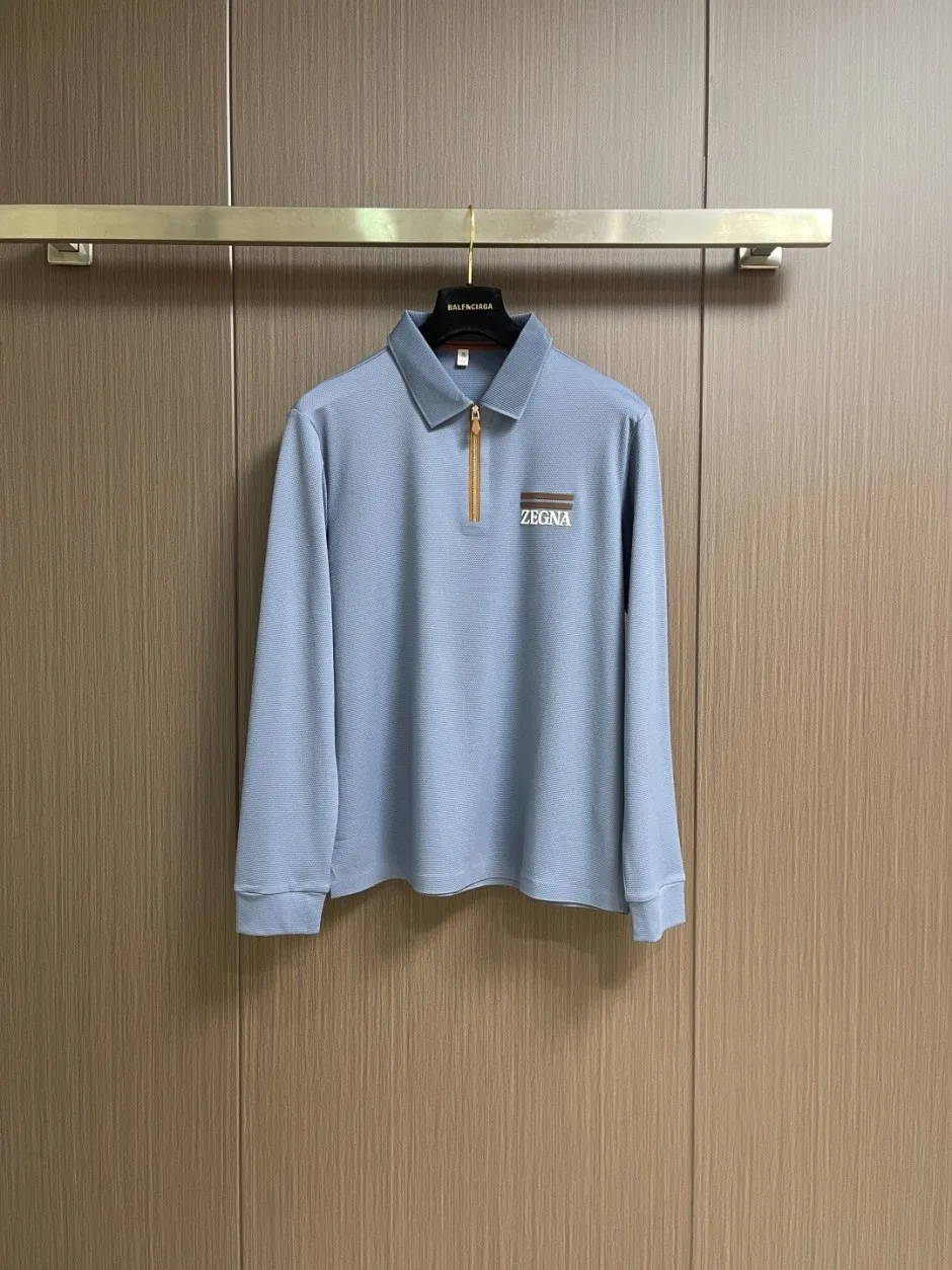大人 洗練された エルメネジルド・ゼニア Tシャツ 偽物 ハーフジップ 長袖ポロシャツ ライトブルー 大人 洗練された エルメネジルド・ゼニア Tシャツ 偽物 ハーフジップ 長袖ポロシャツ ライトブルー