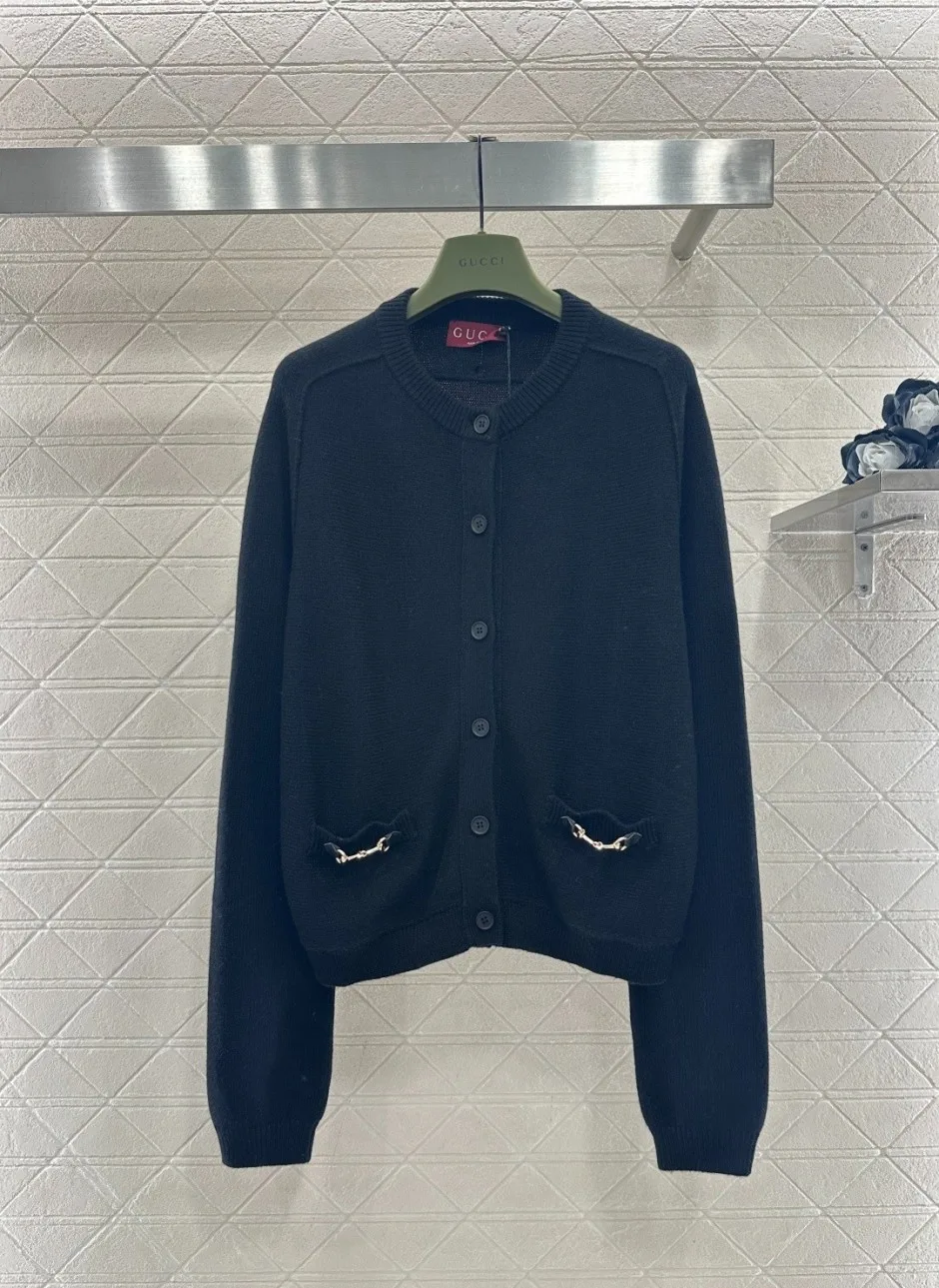ホースビット クルーネック カーディガン グッチ ニット コピー ウール ブラック ホースビット クルーネック カーディガン グッチ ニット コピー ウール ブラック