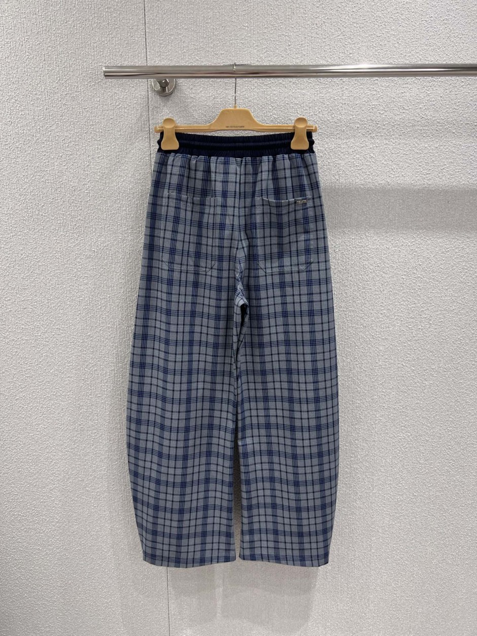 MIUMIU ミュウミュウ コットン パンツ 40 ギンガムチェック 2021 中古