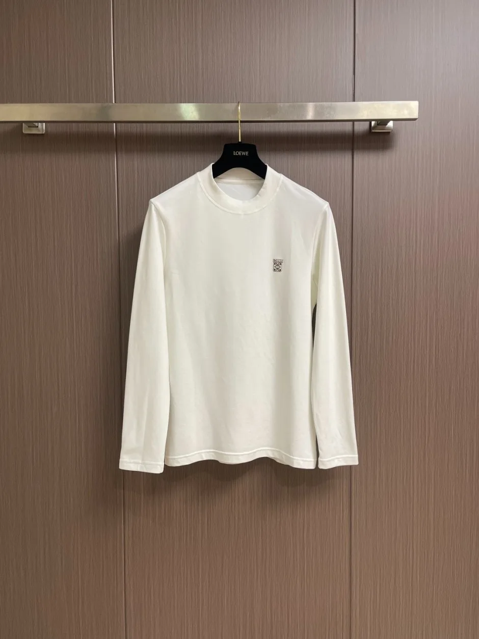 シンプル 洗練された コットン 長袖Tシャツ ロエベ Tシャツ 偽物 ホワイト