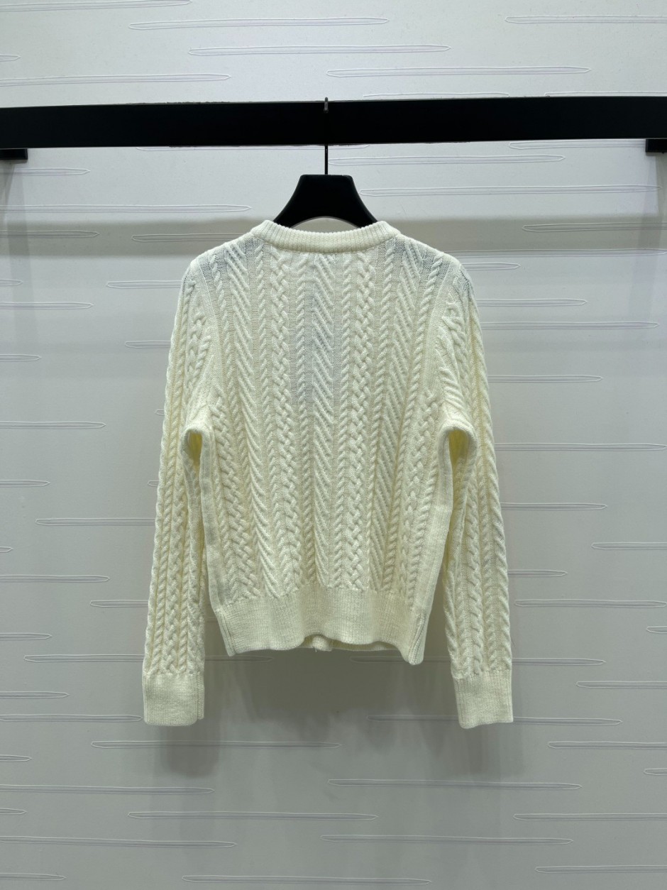 シャネル ニット コピー パール＆ビジュー装飾 ケーブルニット