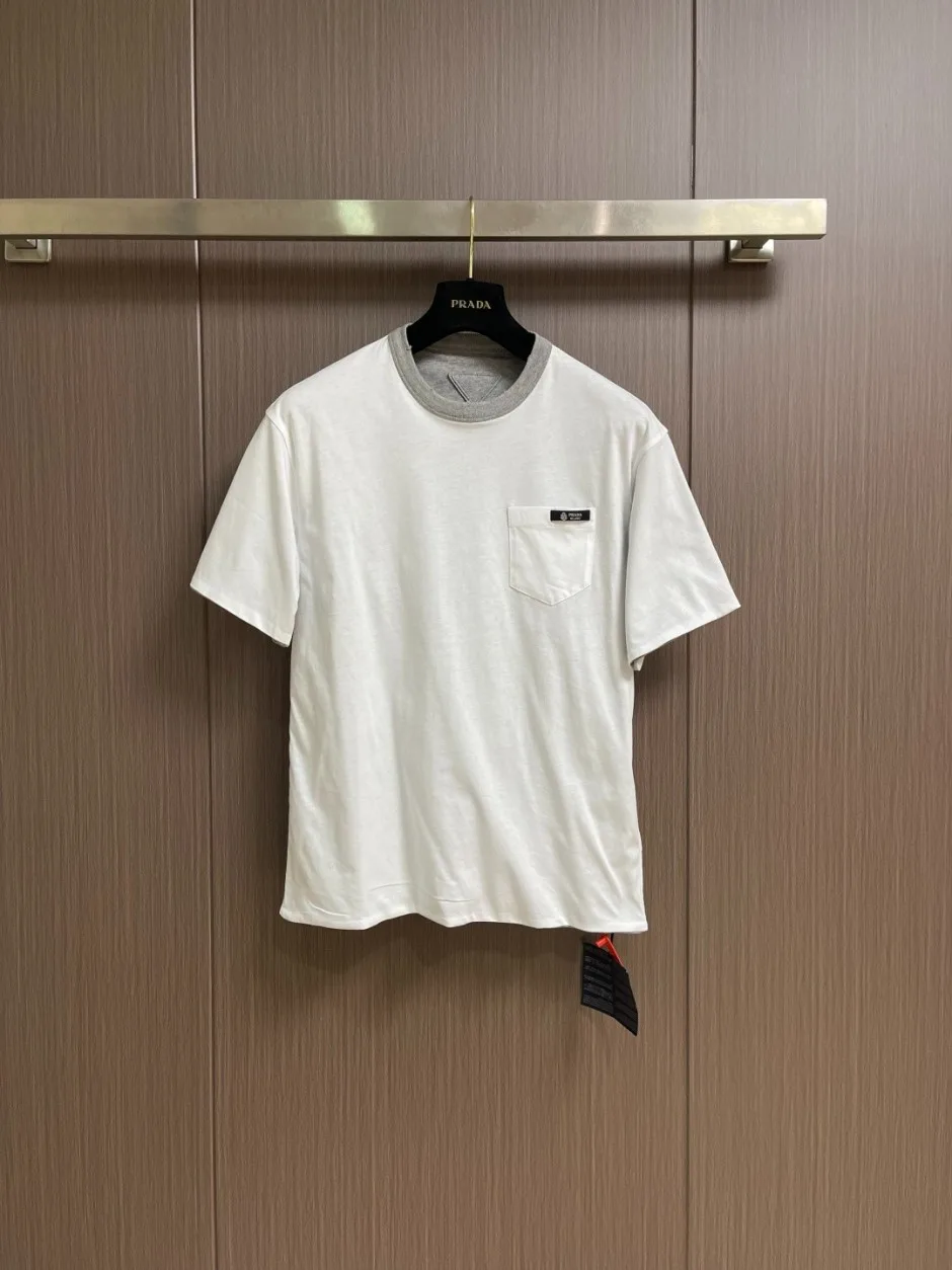 着回し 合わせやすい リバーシブル 半袖Tシャツ プラダ Tシャツ 偽物 ホワイト