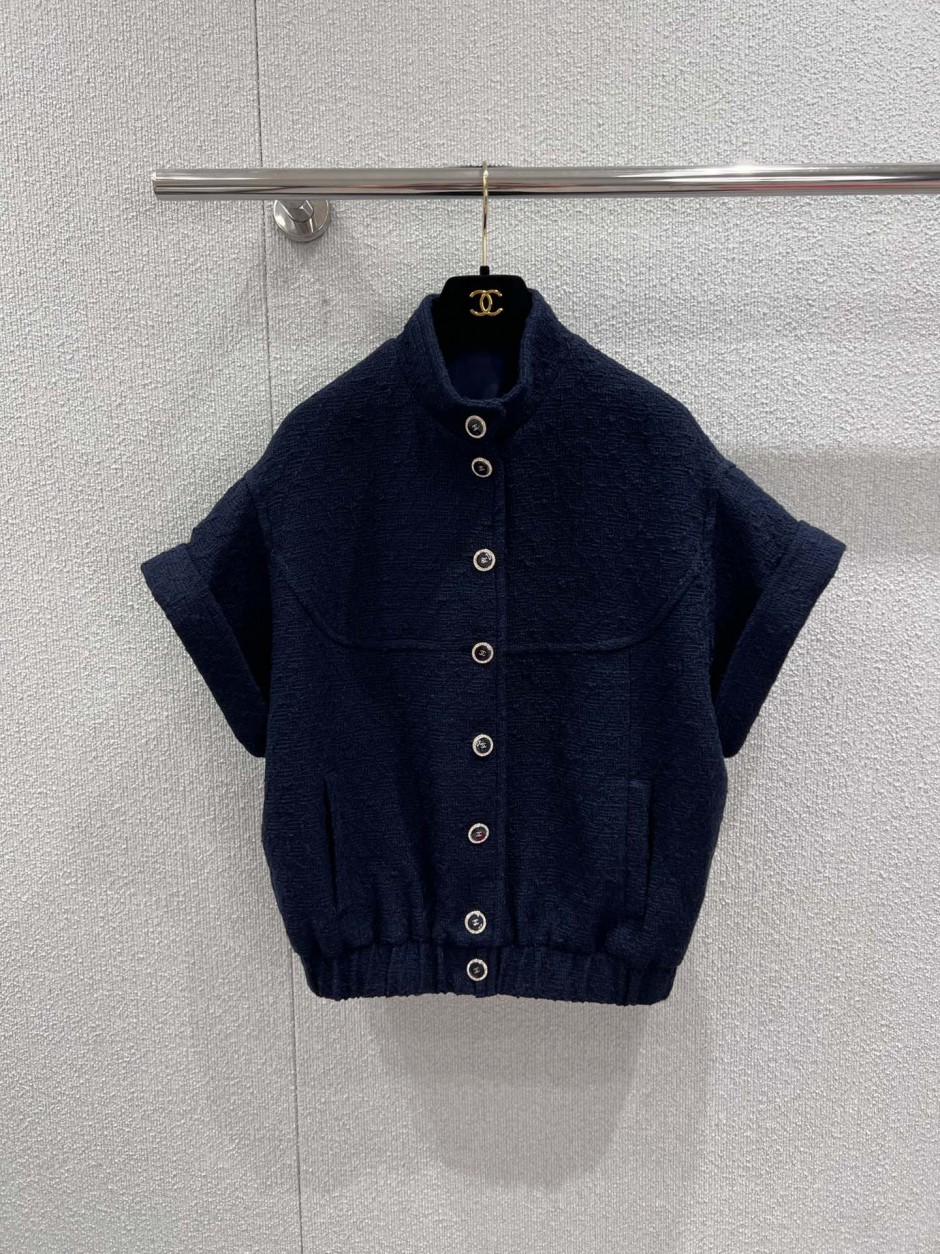 春に活躍～ツイード 半袖ジャケット シャネル ジャケット コピー ネイビー