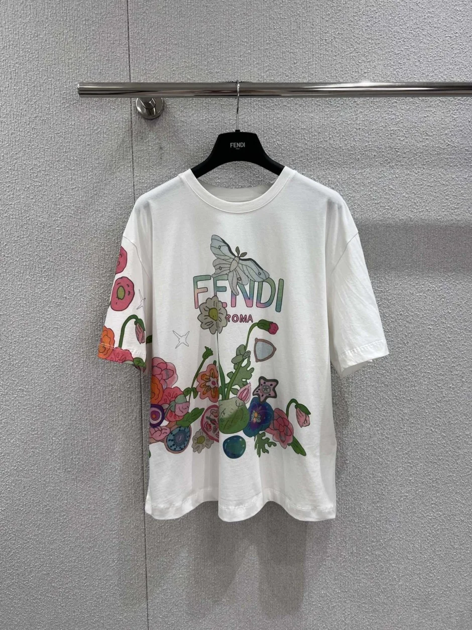 ユニセックス プリント コットン 半袖tシャツ フェンディ Tシャツ 偽物 クルーネック ユニセックス プリント コットン 半袖tシャツ フェンディ Tシャツ 偽物 クルーネック