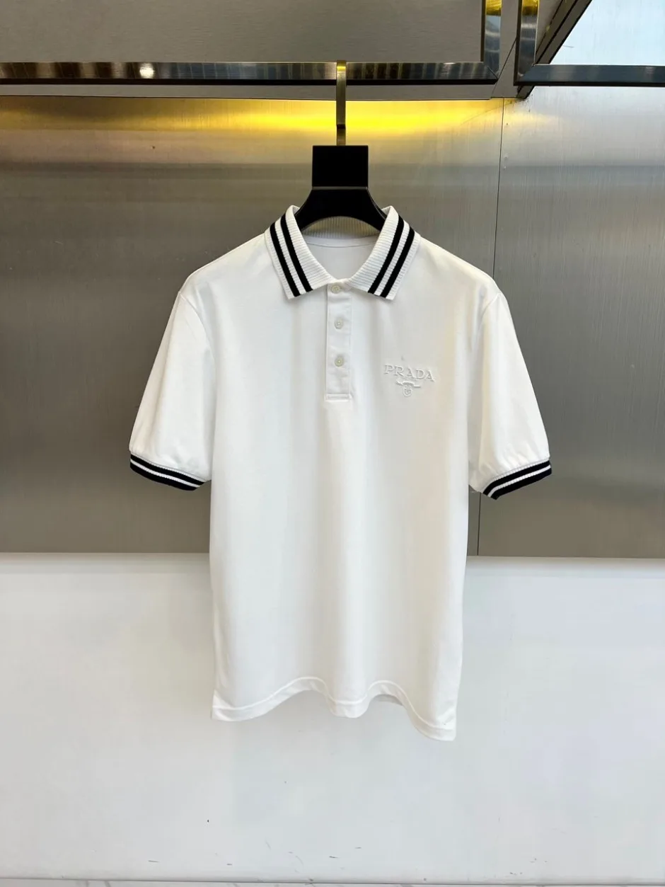 定番 カジュアル 半袖 ポロシャツ プラダ Tシャツ 偽物 ホワイト 定番 カジュアル 半袖 ポロシャツ プラダ Tシャツ 偽物 ホワイト