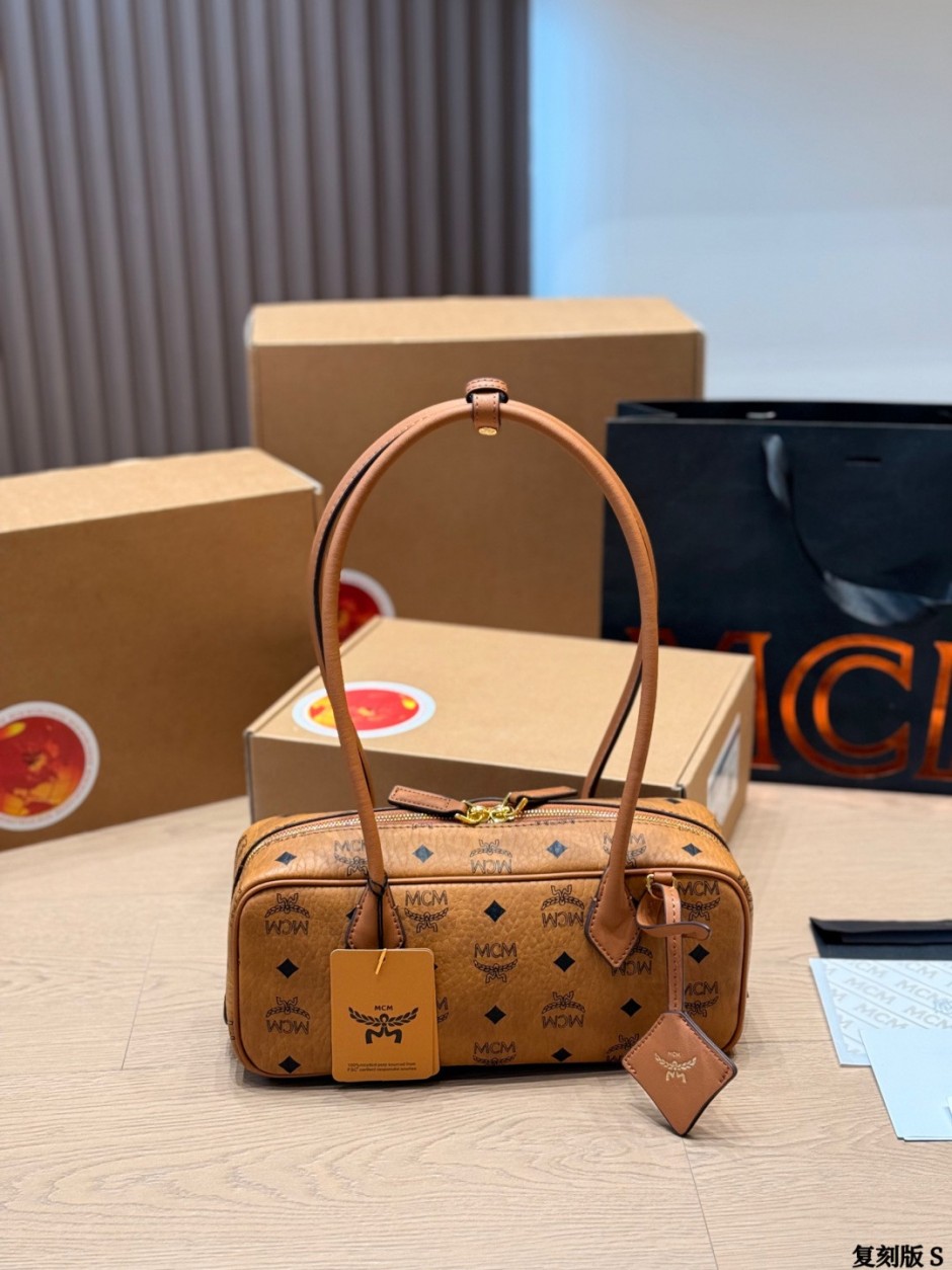 【極美品】MCM エムシーエム レザー ハンドバッグ ボストンバッグ ヴィセト MCM エムシーエム ヴィセトス ミニボストンバッグ 2WAYバッグ ブラウン