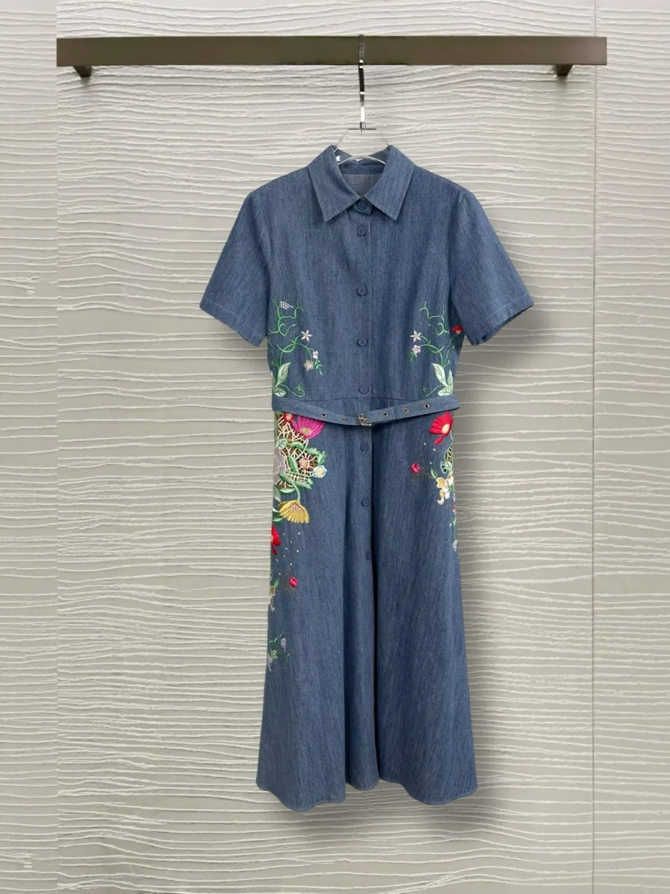 ボタニカル刺繍 ベルト付き デニムワンピース ヴァレンティノ ワンピース 偽物 ボタニカル刺繍 ベルト付き デニムワンピース ヴァレンティノ ワンピース 偽物