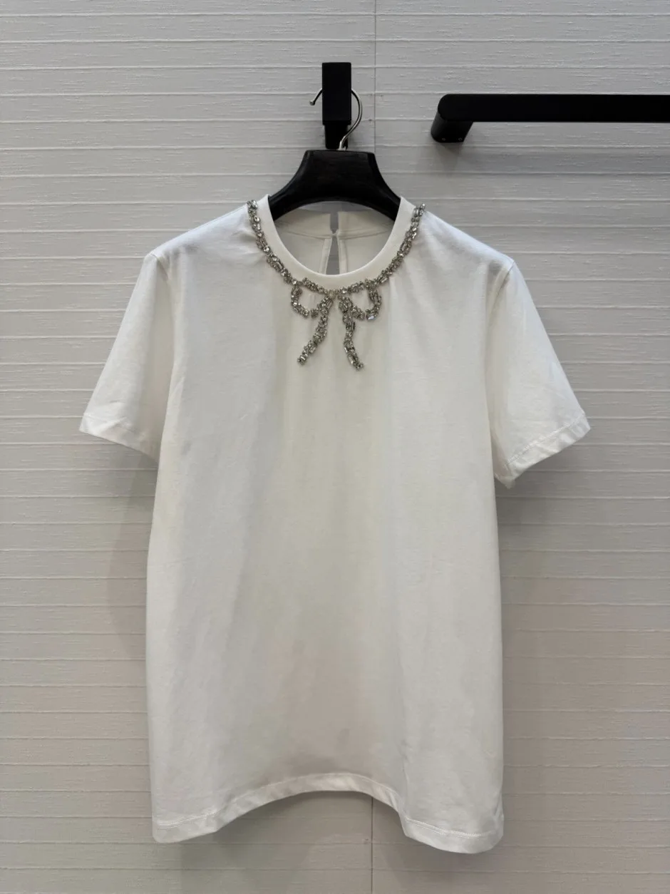 ビジュー装飾 コットン 半袖Tシャツ ヴァレンティノ Tシャツ 偽物 ホワイト ビジュー装飾 コットン 半袖Tシャツ ヴァレンティノ Tシャツ 偽物 ホワイト