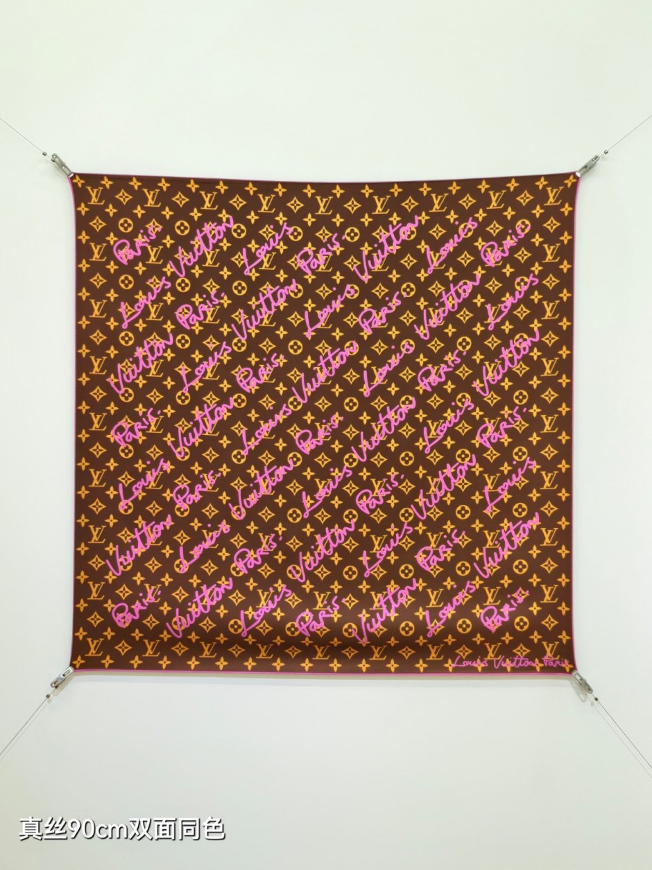 LV スクリプト シルクスカーフ ルイ・ヴィトン スカーフ コピー 90cm