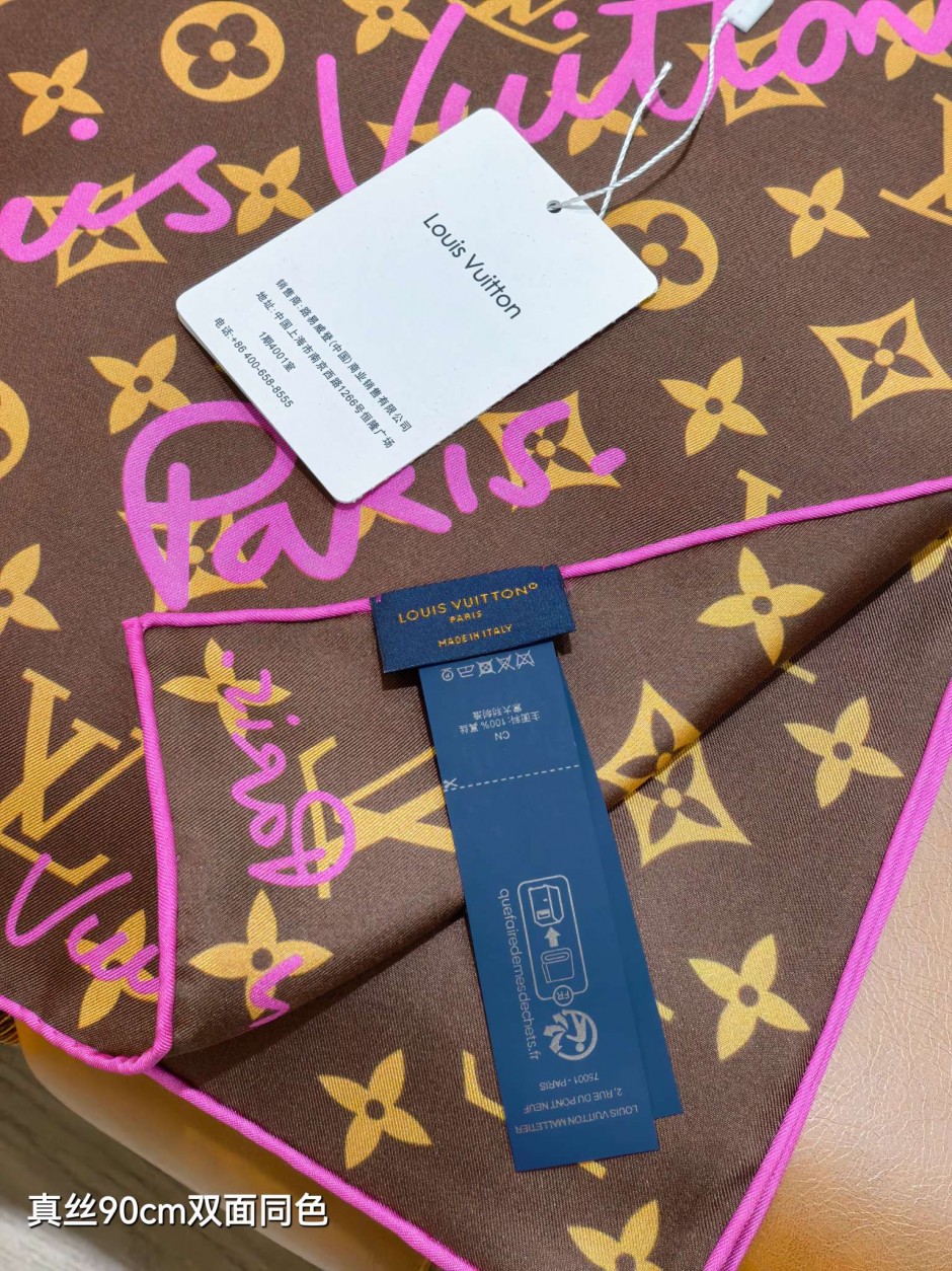 LV スクリプト シルクスカーフ ルイ・ヴィトン スカーフ コピー 90cm