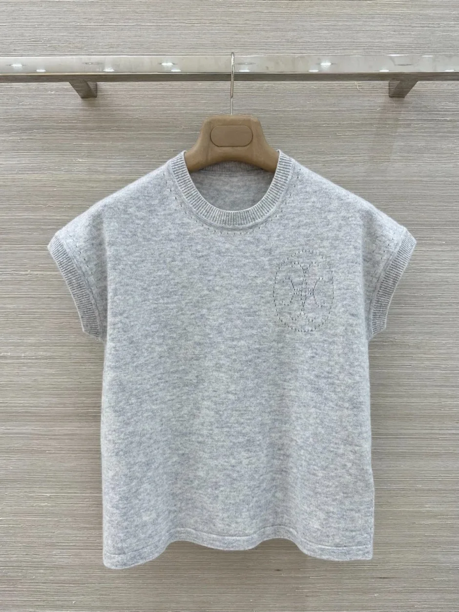 上品 シンプル カシミヤ 半袖ニット エルメス ニット コピー グレー