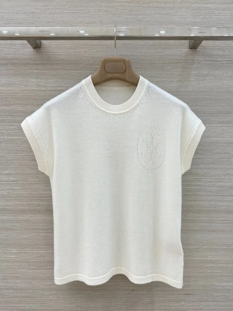 上品 シンプル カシミヤ 半袖ニット エルメス ニット コピー オフホワイト