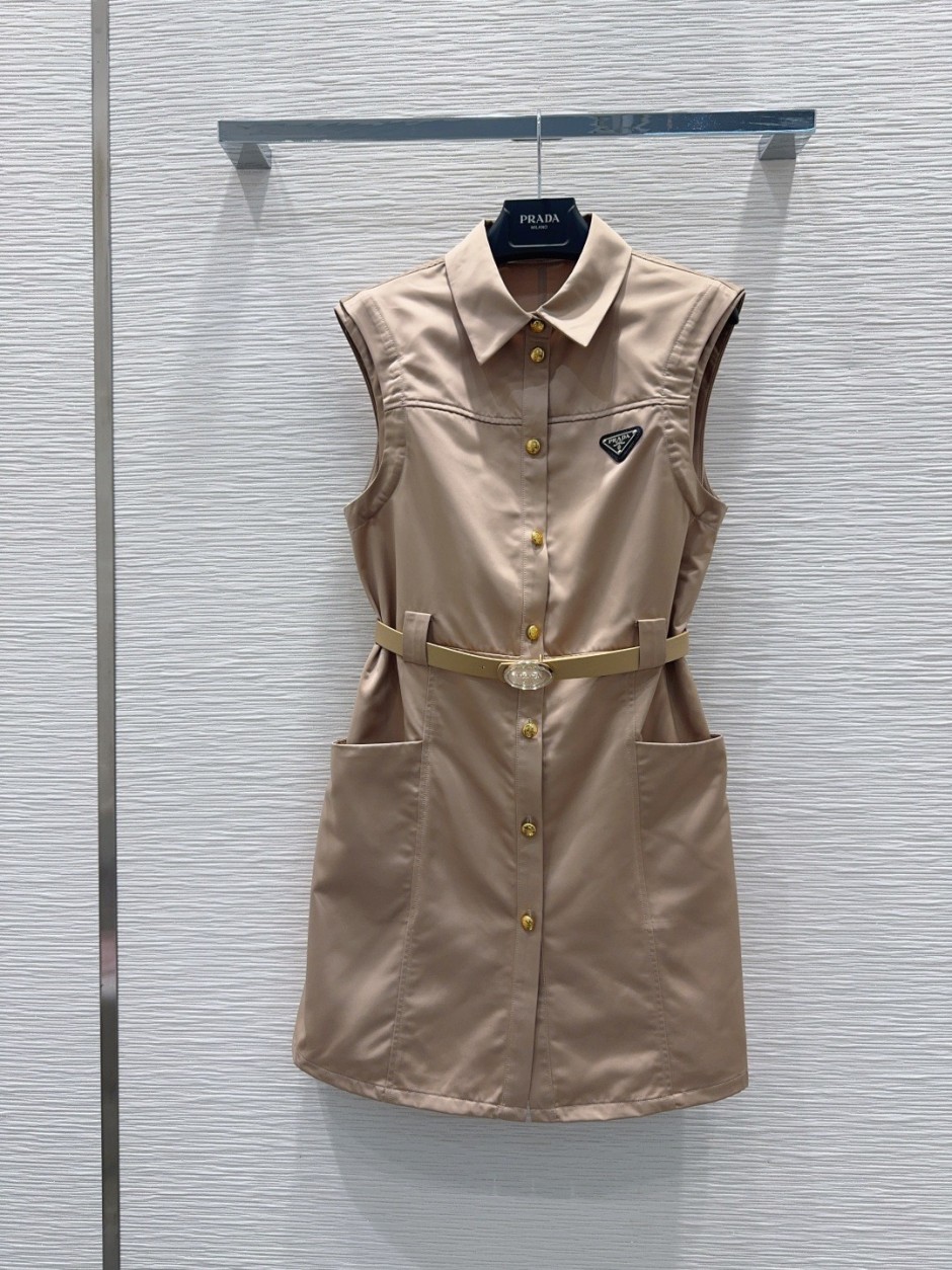 PRADA プラダ ノースリーブ ワンピース ベージュ ジップ S レディース PRADA プラダ ノースリーブ ワンピース ベージュ ジップ S レディース