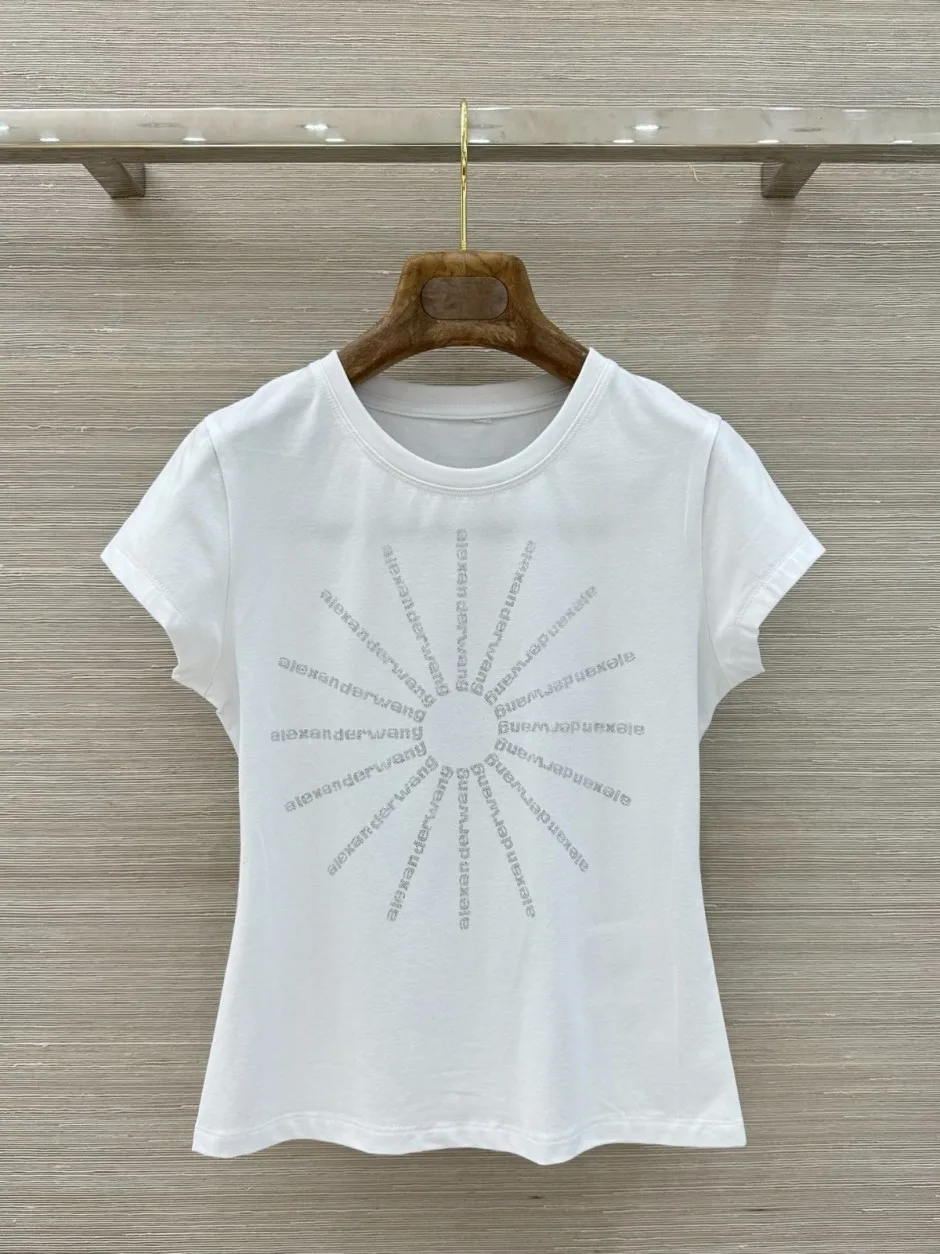 ラインストーンロゴ 半袖Tシャツ アレキサンダーワング Tシャツ コピー ホワイト ラインストーンロゴ 半袖Tシャツ アレキサンダーワング Tシャツ コピー ホワイト